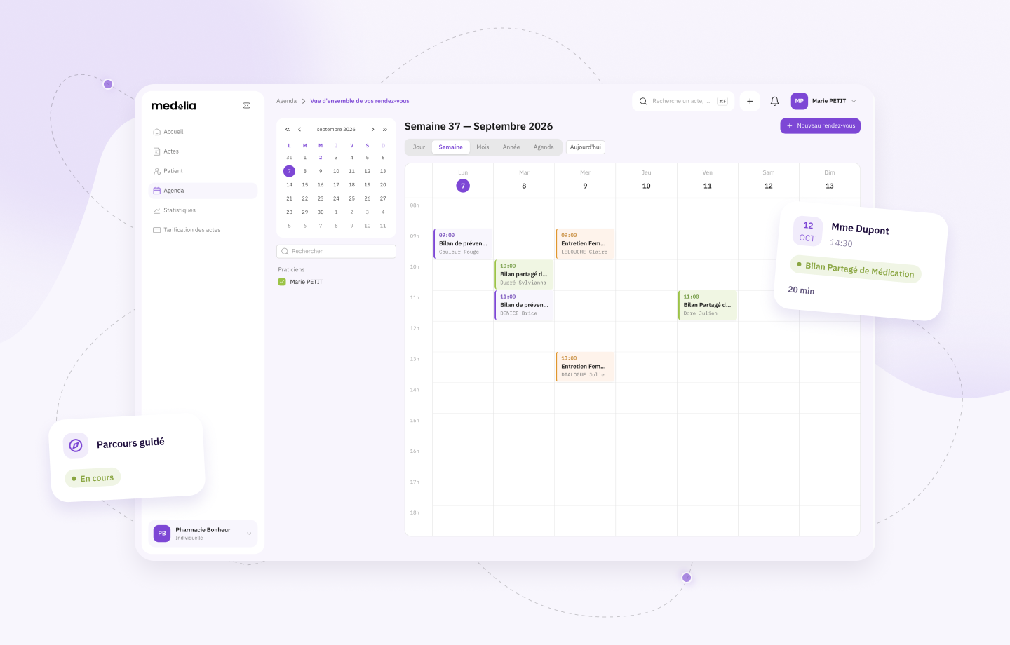 Agenda Medolia avec les rendez-vous de la semaine